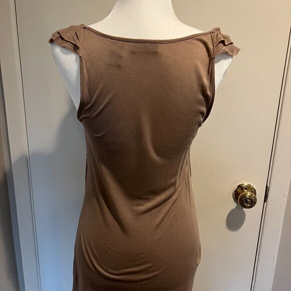 New York & Company beige tank top with ruffles, Size Medium - Picture 3 of 4